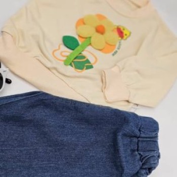 دورس و شلوار دخترانه طرح گل کد 06017